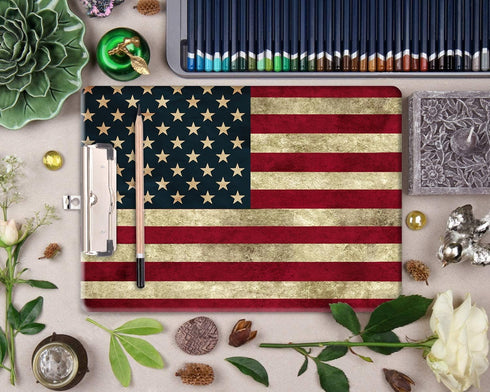 Britimes Decorative Clipboard, Hardboard Wood Nursing Clip Board for Standard A4 Letter Size with American US Flag