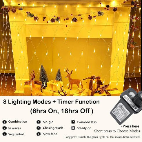 12FT 5FT 360 8 Joomer Christmas Net Lights - x LED Plug-in Mesh Lights, Waterproof with Modes, Timer, Connectable
