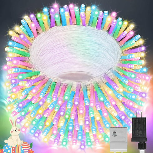 LAMPHOME 46ft 500 LED Easter String Lights Plug in, Pastel Twinkle Fairy