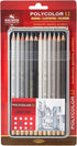 KOH-I-NOOR Polycolor Grey Line Artist's Coloured Pencils (12 Set)