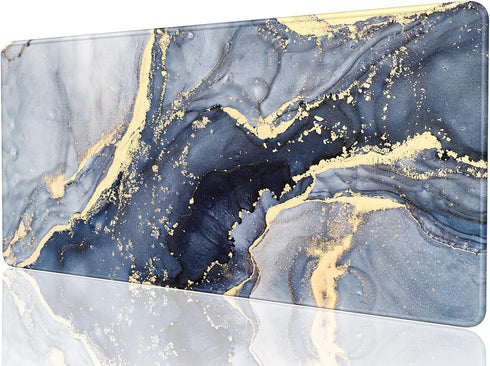 Large Desk Mat - 32" x 16" XXL Extended Gaming Mouse Pad, Cute Blue Gray Marble Design