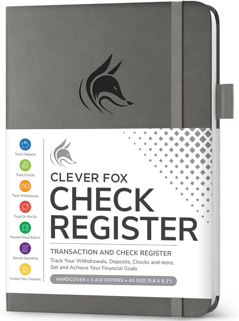Clever Fox Check Register Book - Deluxe Transaction Register, Accounting Ledger Book, Checkbook Register & Checking