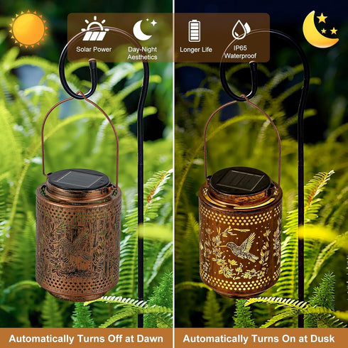 Hummingbird Solar Lanterns, Birthday Gifts for Women Mom Grandma, Outdoor Waterproof Hanging Garden Decor for Patio