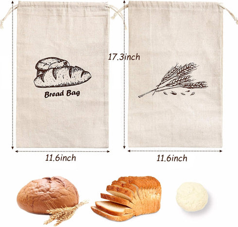 SPERO SPERA 2-Packs 17.311.6 Inches 2 Bread Bags, Linen Bread Bags for Homemade Container, Unbleached&Reusable Bread