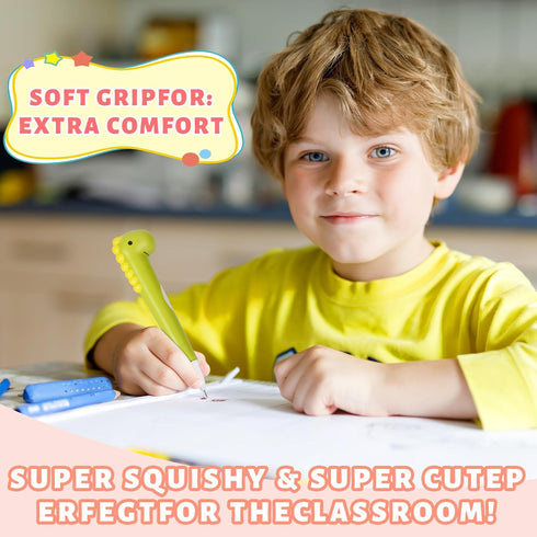 Kawaii Squishies Pens 10pk, Gel Ink Animal Pens, Fun Kids Stationary, Great for Stress Relief, 20 Refills