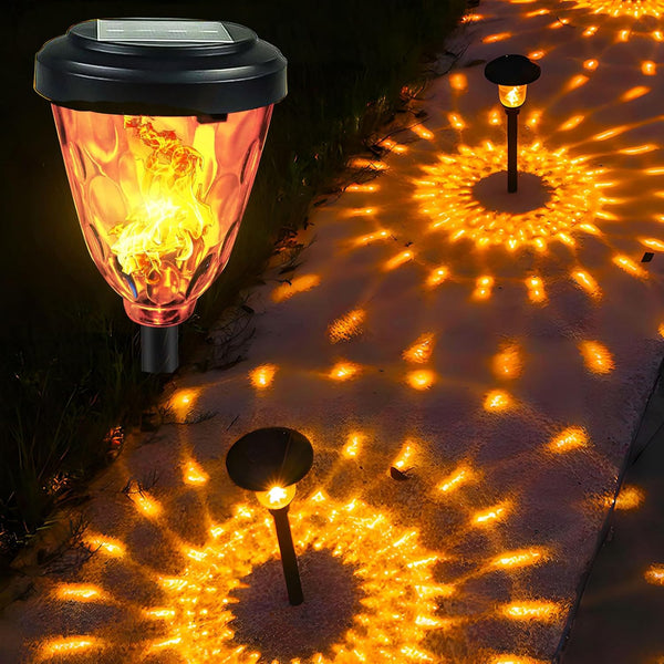 Dynamic Solar Pathway 2 Pack Flickering Flame Outdoor Yard LED Lawn Lights