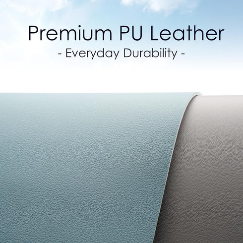WAYBER Leather Desk Pad Protector, Waterproof Mouse Pad, PU Desk Mat for Office/Home, Light Blue/Silver, 31.5x15.7in