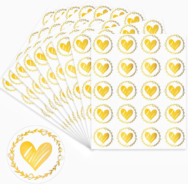 Zonon 500 Pieces Clear Heart Envelope Seals, Wedding Heart Stickers, 1.26 Inch Round Sealing Sticker for Invitations