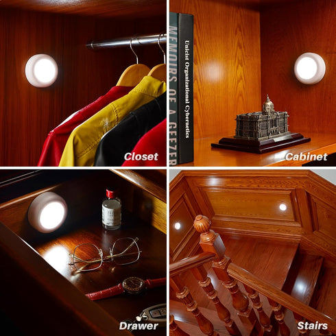 3 Pack 3.1 Closet, STAR-SPANGLED Motion Sensor Lights Indoor AA Battery Operated, Stick on LED Puck Light for Stairs