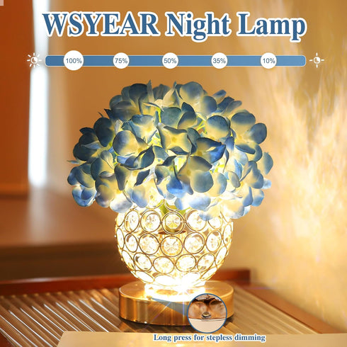 WSYEAR Premium Blue Silk Hydrangea Artificial Flowers Christmas Night Light Faux Flower Arrangement for Home Wedding