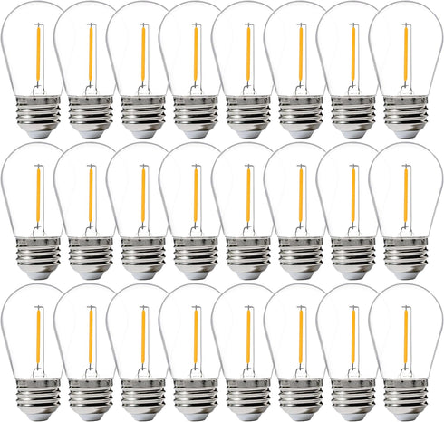 FLSNT 24 Pack LED S14 Replacement Light Bulbs, 1W Outdoor Shatterproof Waterproof, E26 Regular Base, 2200K Warm White