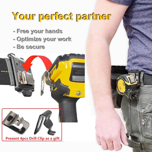 Tape Measure Holster with 4 Drill Clip, Tape Measure Holder Belt, Drill Holster Belt Clip, Drill Holster with Tool Belt Hook, Free Your Hands. by Lzdrason