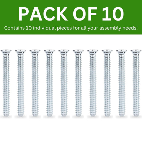 Spare Hardware Parts Replacement for IKEA Furniture, Euro Screw with Neck, Pack of 10