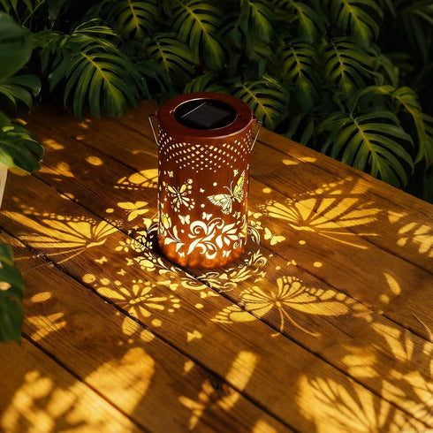 Butterfly Solar Lanterns Outdoor Waterproof Hanging Lights, Butterfly Gifts for Women Mom Grandma, Metal Decorative LED