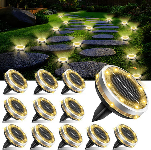 Solar Ground Lights Outdoor 12 Pack Waterproof, Upgraded Solar Garden Lights with