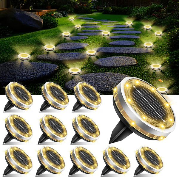 Solar Ground Lights Outdoor 12 Pack Waterproof, Upgraded Solar Garden Lights with