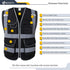 JKSafety 9 Pockets High Visibility Safety Vest for Men and Women, Hi-Vis Reflective Black Safety Vests
