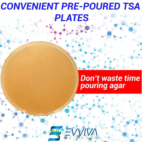 15 Tryptic Soy Agar (TSA) Plates by Evviva Sciences - Prepoured TSA Petri Dishes - Excellent Product and Performance