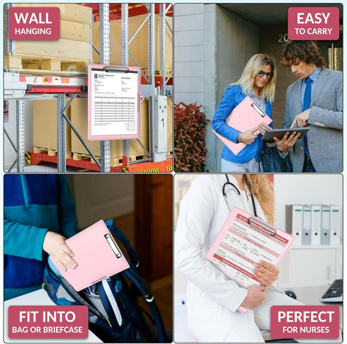 Sooez Clipboard with Storage, 8.5x11 Cleaview Clip Boards, High Capacity Plastic Nursing Clipboard for School & Office