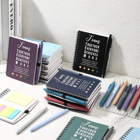 Jetec 25 Sets Team Employee Appreciation Gifts Bulk Inspirational Spiral Notebooks with Ballpoint Pens for Boss Coworker