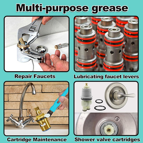 Food Grade Silicone Grease Lubricant, 4-Pack 1 oz Tubes for Plumber Faucet Valve O-Rings Kit