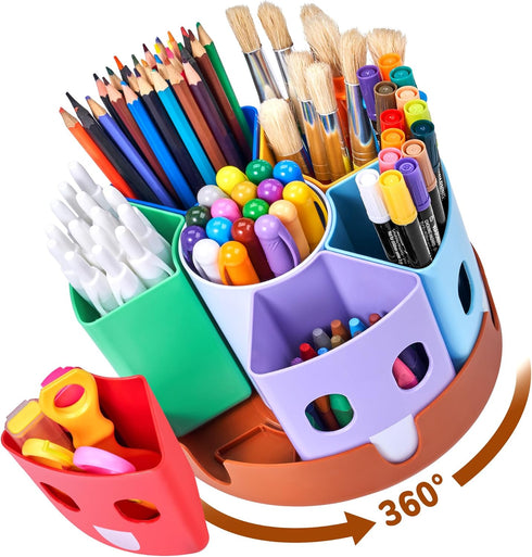 GAMENOTE Rotating Art Supply Storage Organizer, Lazy Susan for Kids Desk, Office School Supplies, Craft Caddy