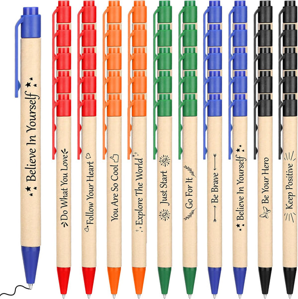 Woanger 50 Pcs Inspirational Motivational Quotes Ballpoint Pens, Graduation Gifts for Class of 2024, Teacher Supplies