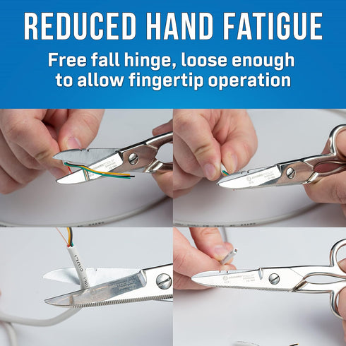 Jonard Tools ES-1964DS Stainless Steel Free-Fall Electrician's Scissors for Reduced Hand Fatigue