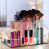 Clear Acrylic Makeup Brush Organizer with Metallic Rose Gold Base, 4 Compartment Office Organizers for Desk and
