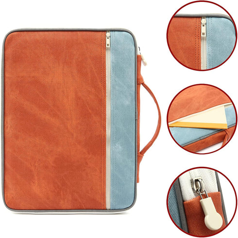 Mygreen Zipper Portfolio Organizer A4 Note Pouch, Waterproof Document Bags, Grey and Light Blue