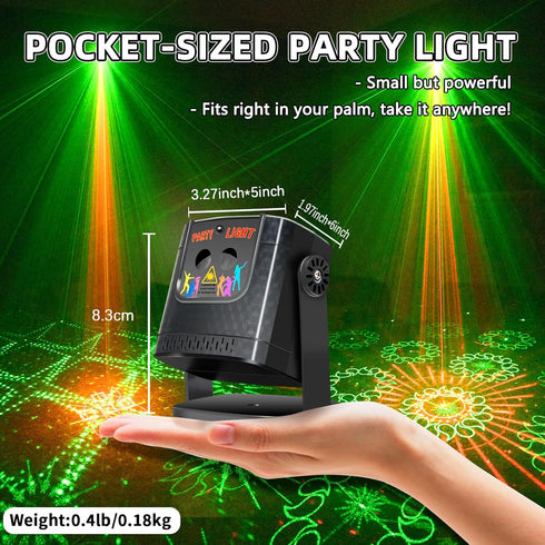 Mini Disco Party Lights - Sound Activated RGB DJ Strobe Light, Portable LED Projector for Home Room Karaoke Birthday