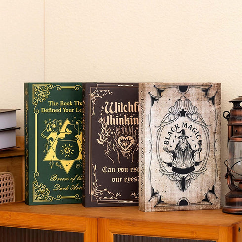 Set Halloween Decorative Faux Books Foldable Hardcover Book Storage Boxes with Hidden Compartments Gothic Book Decor