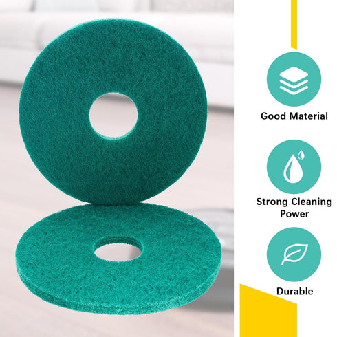 2 12" Commercial Teenyyou Pcs Green Scrubbing Pads Cleaning Orbiter Pads-Maintenance Non Woven for Floor Buffer Machine