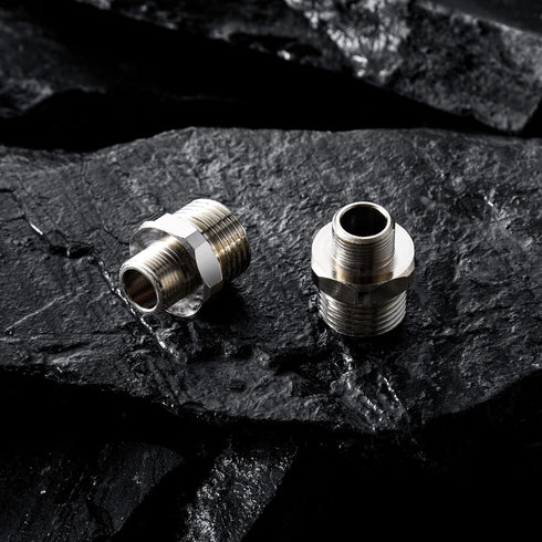 1/2 to 3/8 Reducer Faucet Adapter - Compression Brass Pipe Fitting for RV Kitchen Plumbing, 2 Pack