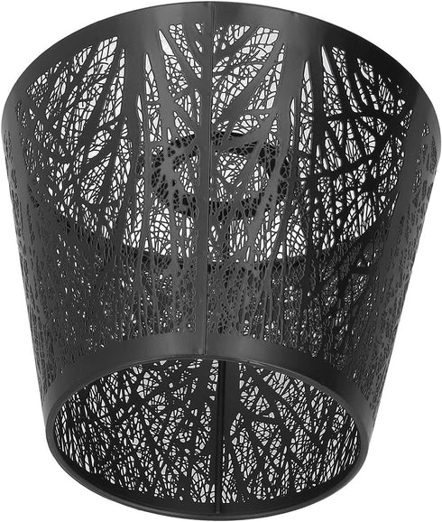 Wrought Iron Lamp Shade - Carved Forest Tree Shaped E27 Mini Lampshade for Bedroom Decor (Black)