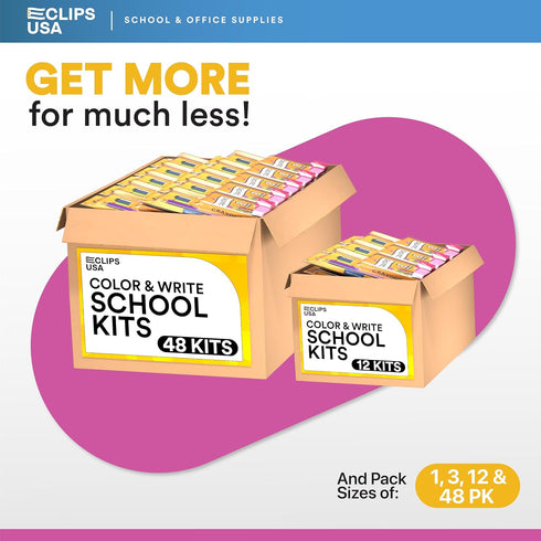 Set Set #2 (12) E-CLIPS USA Back to School Supplies Kit for Kids School Supplies school Supply Kit Colored Pencils