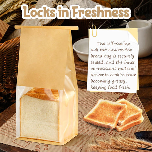 50 10.2 6.3 5.1 Inches Packaging Pcs Bread Bags for Homemade Bread Sourdough, * * Bakery Bags with Window Reusable Tin