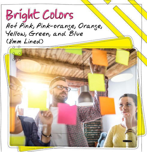 Better Office Products Lined Sticky Notes: 3 x 3, 20 Pack Box, 2,000 Sheets (100/Pad), Bright Assorted Colors
