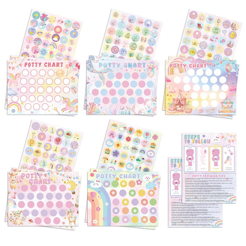 underbartliv Potty Training Chart for Girls, 17 PCS Potty Training Sticker Chart Set,