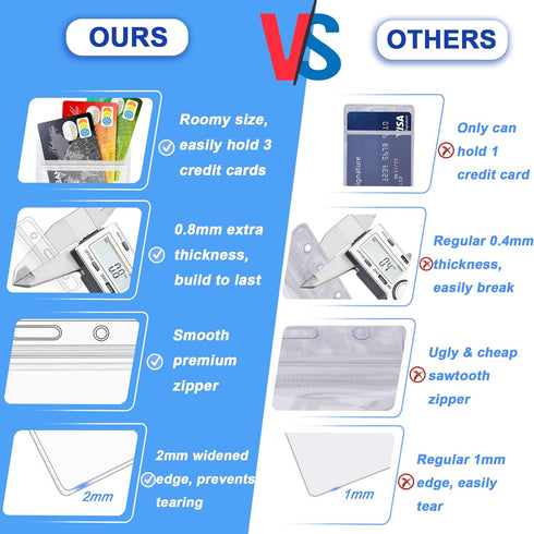 Will Well 6-Pack ID Badge Holders with Holes for Lanyards, Vertical Clear Plastic Sleeves Fit Up to 3 Cards