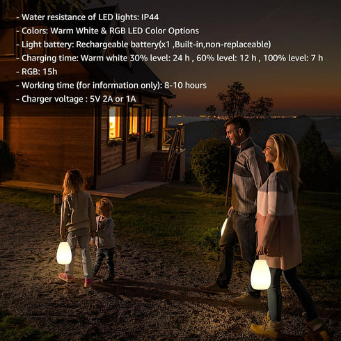 IP44 uuffoo Rechargeable Portable Table Lamp, Cordless RGB Lantern with Remote, Decorative LED Night Light, Waterproof