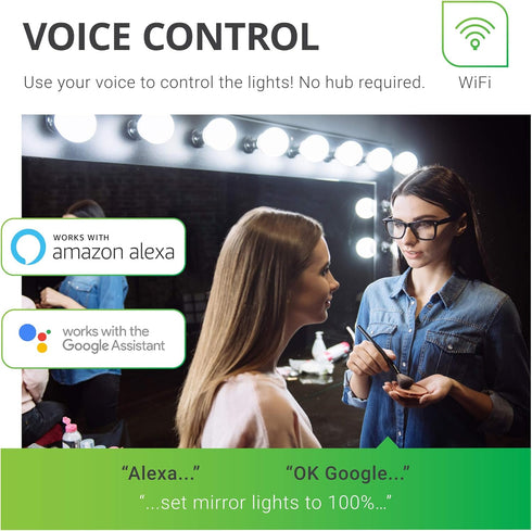 Sunco Lighting Smart Globe Bulbs G25 LED, Alexa Compatible LED Decorative Round Vanity Bulbs, 5W, Color Changing RGBCW, Dimmable WiFi Vanity Smart Bulbs for Amazon Alexa, Google Assistant, 2 Pack by Sunco Lighting