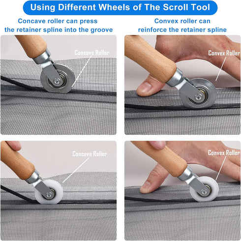 BAYTORY Upgrade Window Screen Repair Kit, Steel/Nylon Roller Tool with 32ft Retainer Spline & 12 Screen Clips