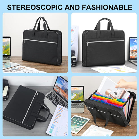 SEEKIND Accordion File Organizer with Handle, 26 Pockets Expanding File Folder, Portable for Office, School