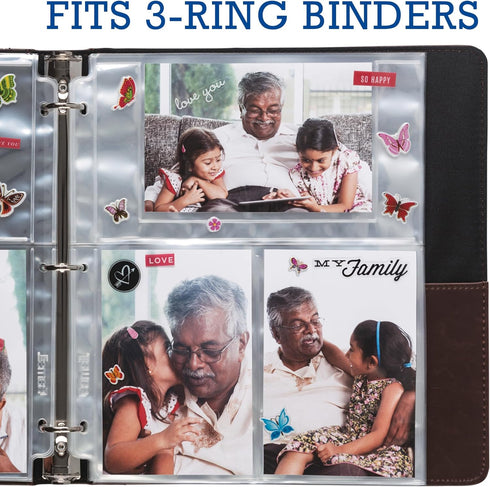 Samsill 50 Pack Ultra Clear 4x6 Photo Album Pages for 3 Ring Binder, Archival Photo Sleeves, 300 Total Photos