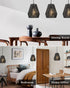 7" Woven Pendant Light Fixtures, ELYONA Farmhouse Coastal Hanging Lamp with Matte Black Handwoven Rattan Basket Shade