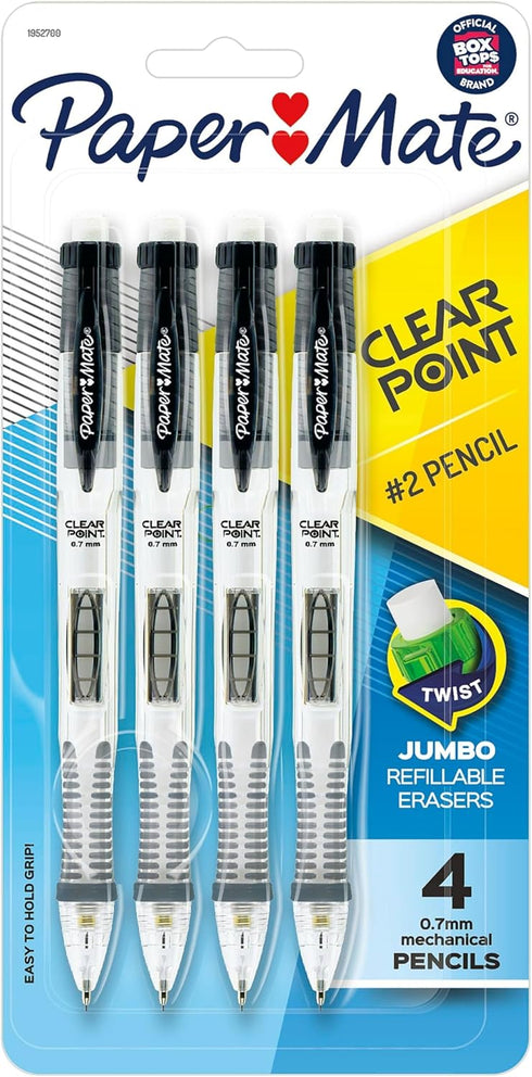 Paper Mate Clearpoint Mechanical Pencils, 0.7mm HB #2 Pencil Set, 4 Count