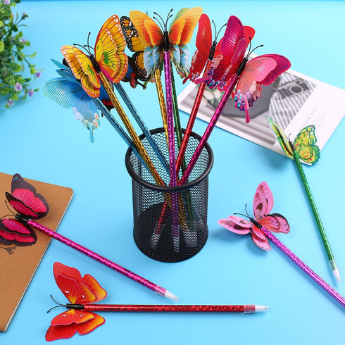 Leery 12 Pieces 3D Butterfly Ballpoint Pens, 0.5mm Random Black Ink for School Office Supplies Home Decor