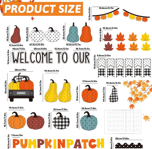 ZOIIWA Fall Pumpkin Bulletin Board Set, Thanksgiving Paper Cut-Outs, Blackboard Border Decor for Classroom Wall