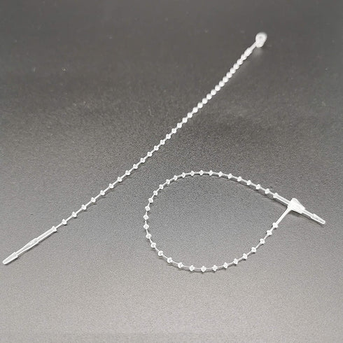 Pack of 1000pcs Snap Lock 5" Pin Adjustable Security Beaded Loop Tie Plastic Paper Prices Tag Fasteners - White